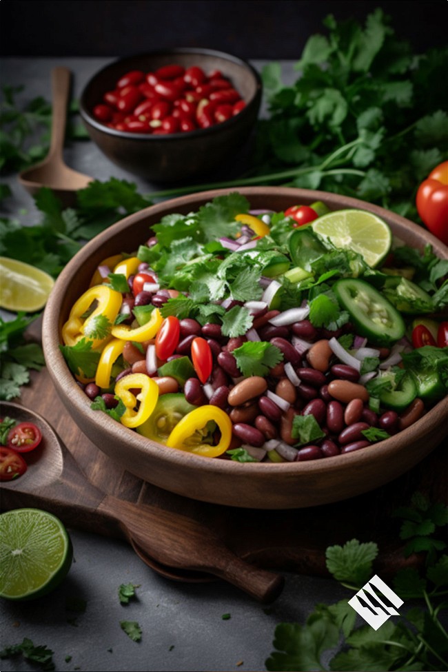 Image of Kidney Bean Salad with Fresh Veggies and Tangy Dressing