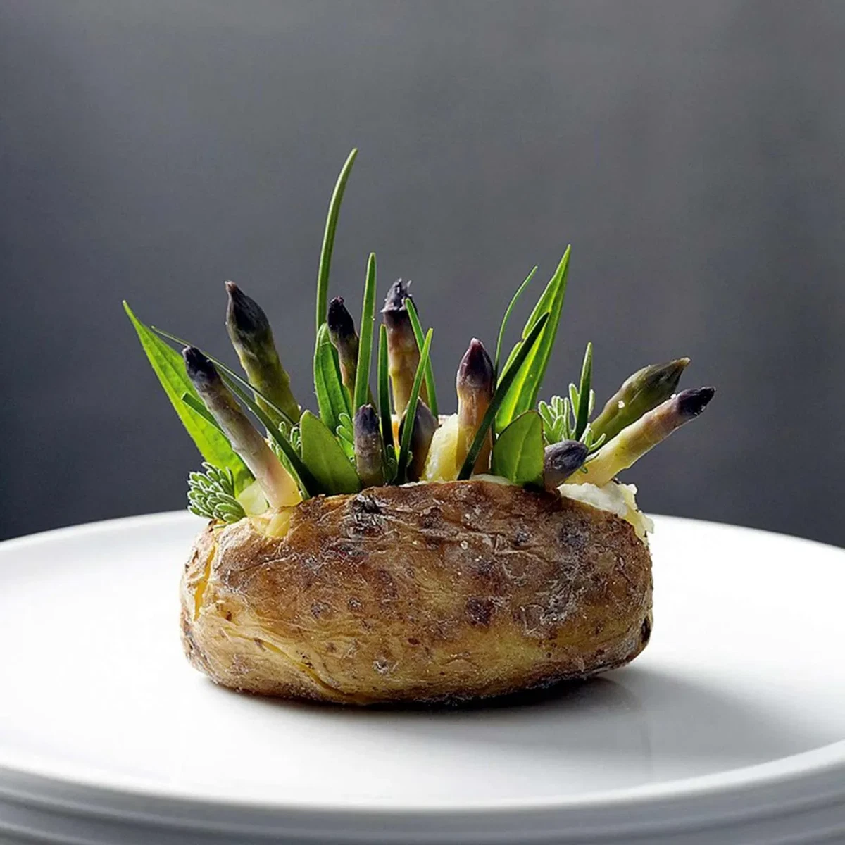 Wilder Spargel mit Salzkartoffel und Ziegenbutter-Hollandaise