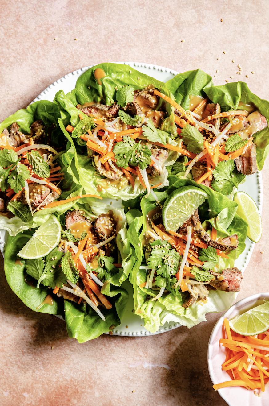 Image of Steak Lettuce Cups with Creamy Sesame