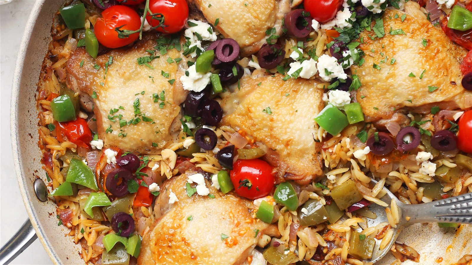 Greek Chicken Thighs & Orzo – The Butcher Shoppe
