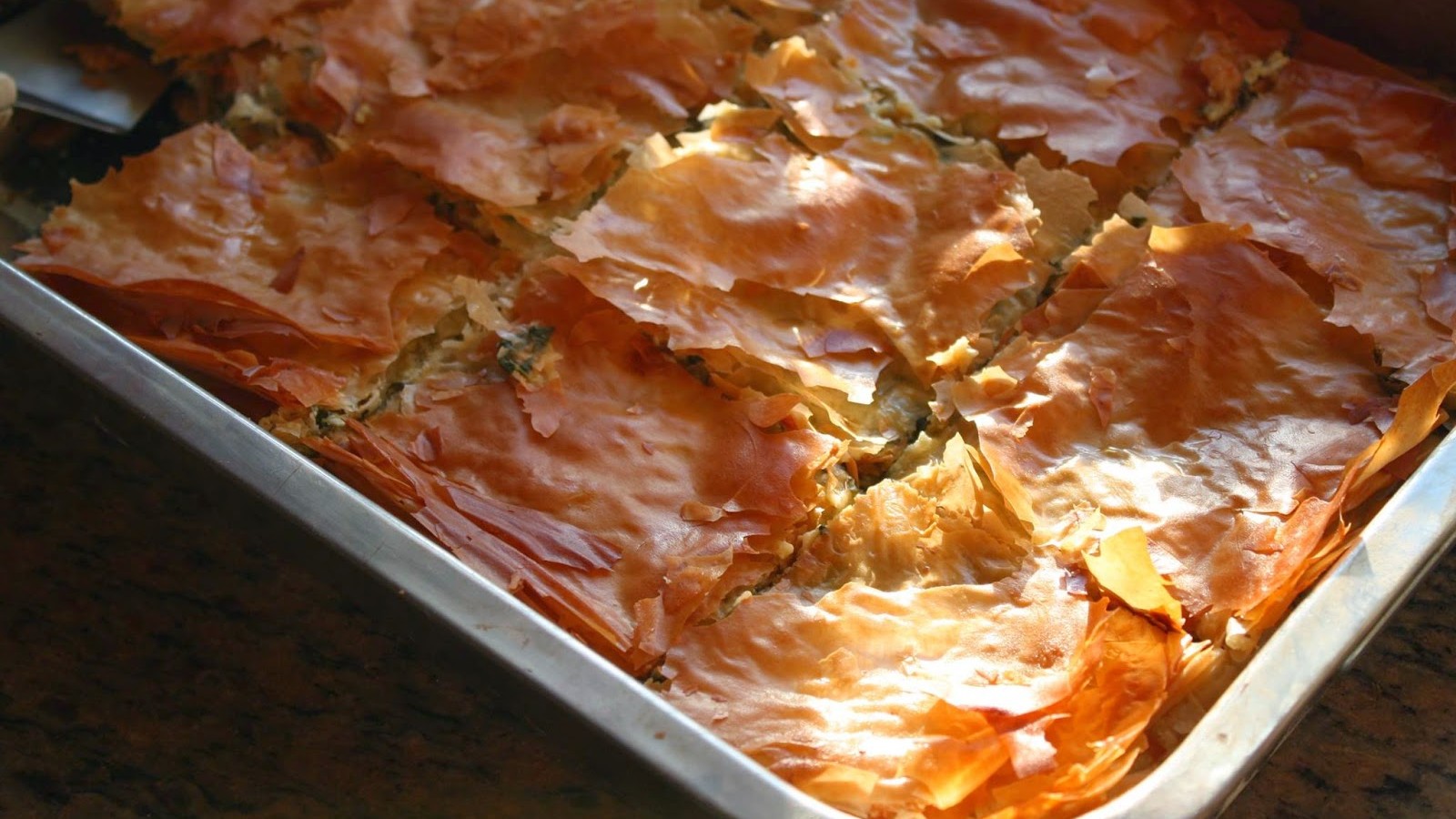 Image of Fall Garden Greens Spanakopita with Garlic Olive Oil