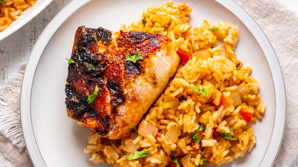 Image of Blackened Sea Bass and Cajun Rice