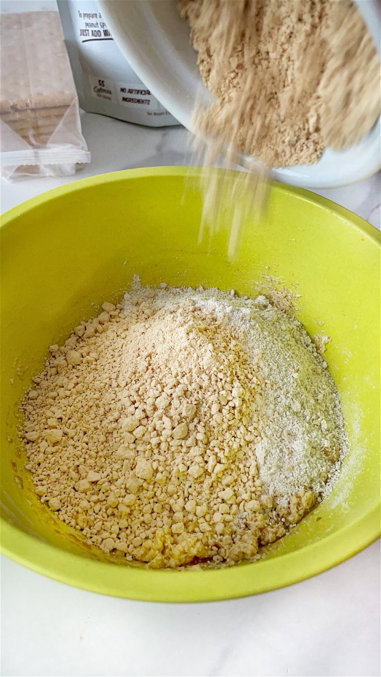Image of Mix in flour and PB Powder just until combined.