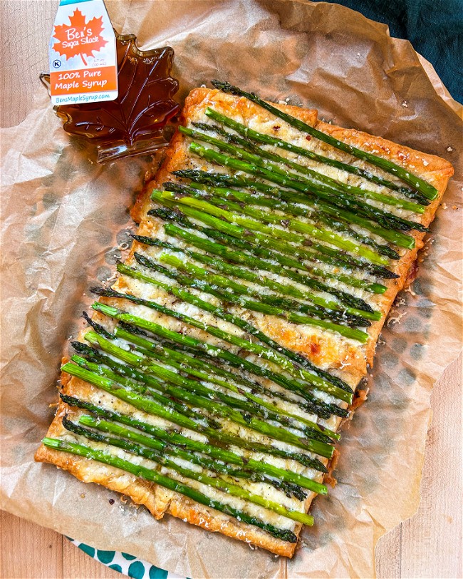Image of Maple Roasted Asparagus and Cheddar Tart
