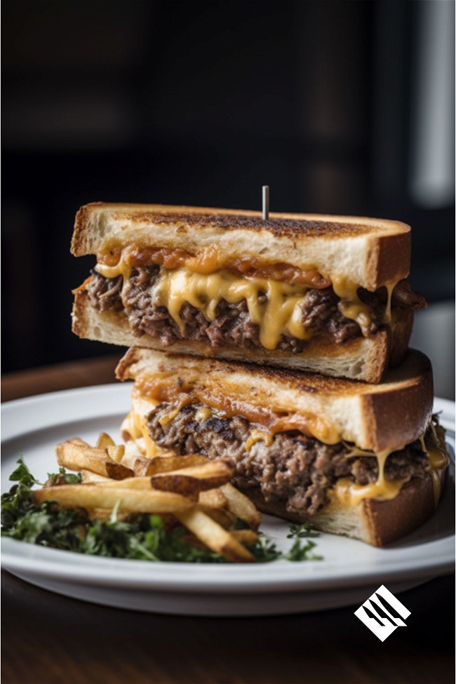 Image of Gourmet Patty Melt with Caramelized Onions and Swiss Cheese
