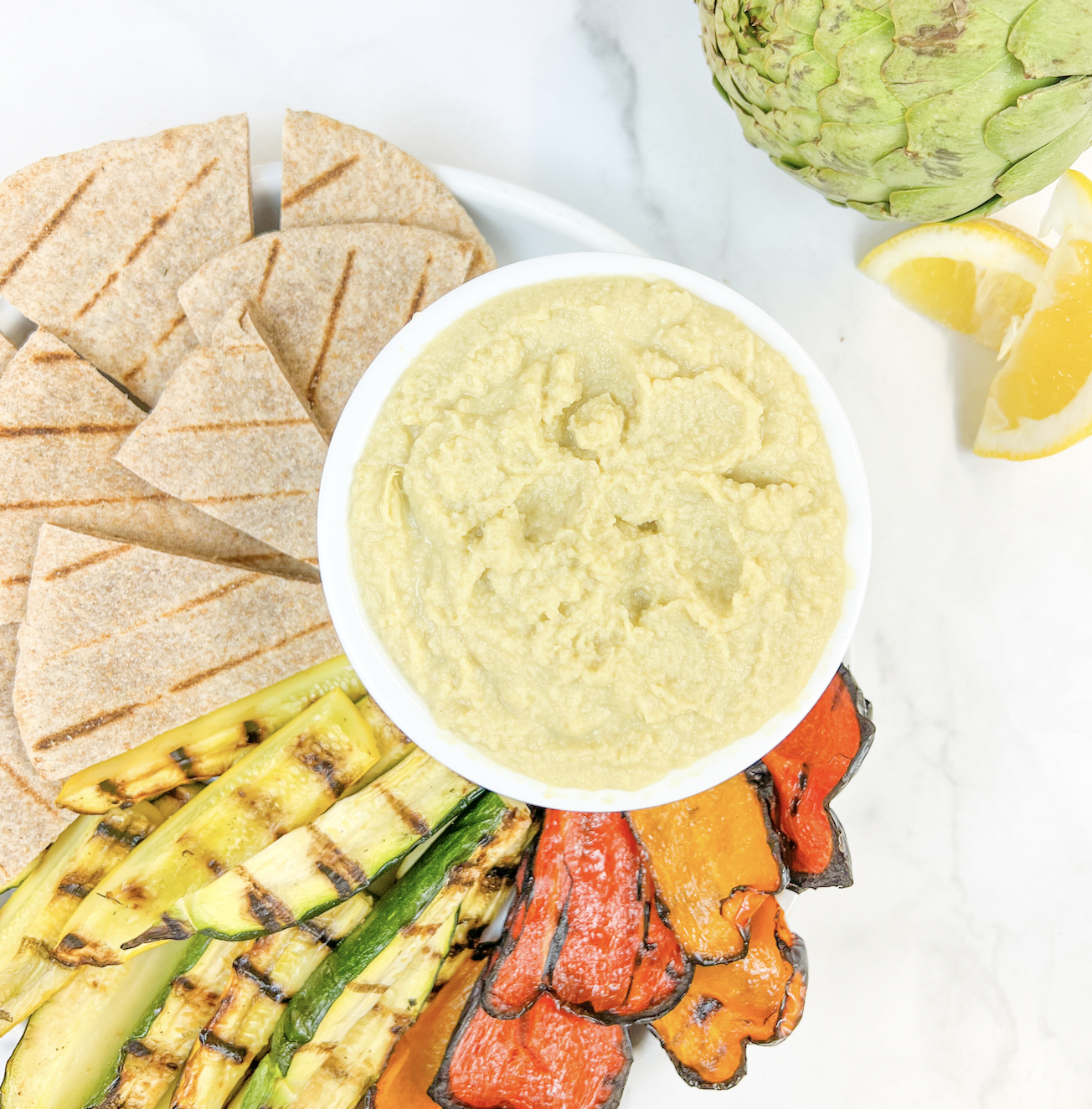 Image of Grilled Flatbread with Artichoke Hummus 