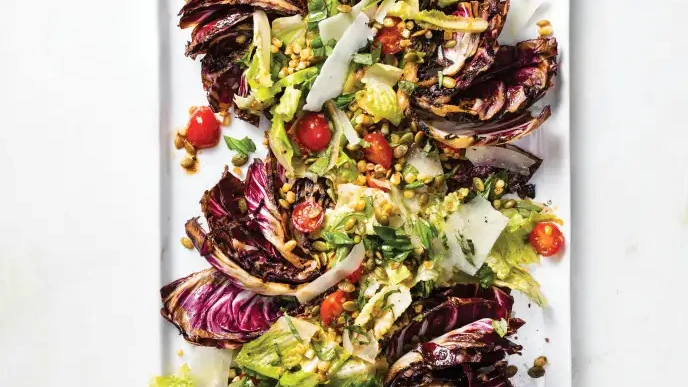 Image of Grilled Radicchio & Hearts of Romaine with Shaved Pecorino