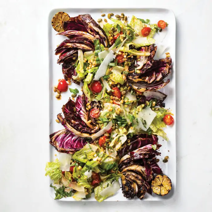 Grilled Radicchio & Hearts of Romaine with Shaved Pecorino