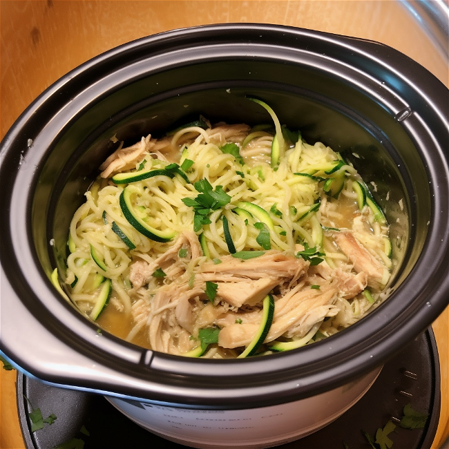 Image of Amazing Crockpot Chicken and Zucchini Noodles