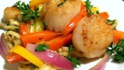 Image of Pan-Seared Scallops with Pepper, Onions and Anchovy