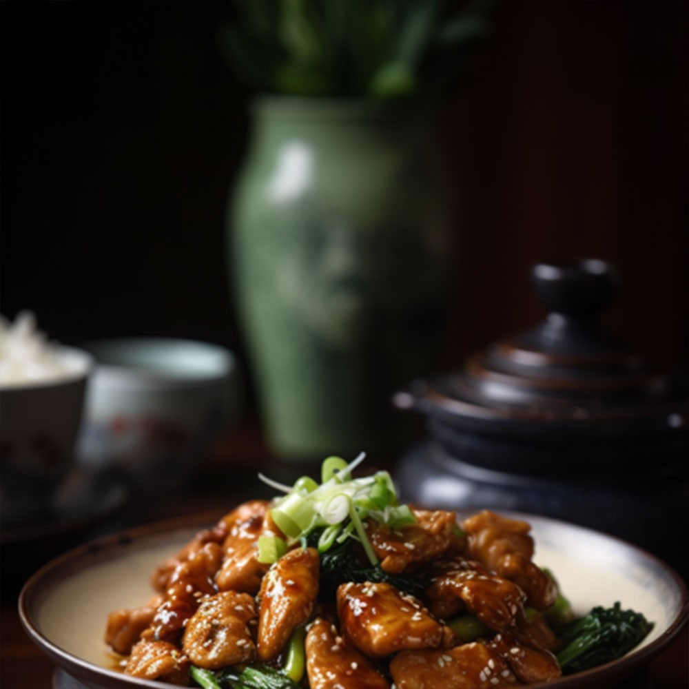 Spicy Hunan Chicken Stir-Fry with Vibrant Vegetables