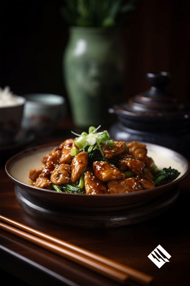 Image of Spicy Hunan Chicken Stir-Fry with Vibrant Vegetables