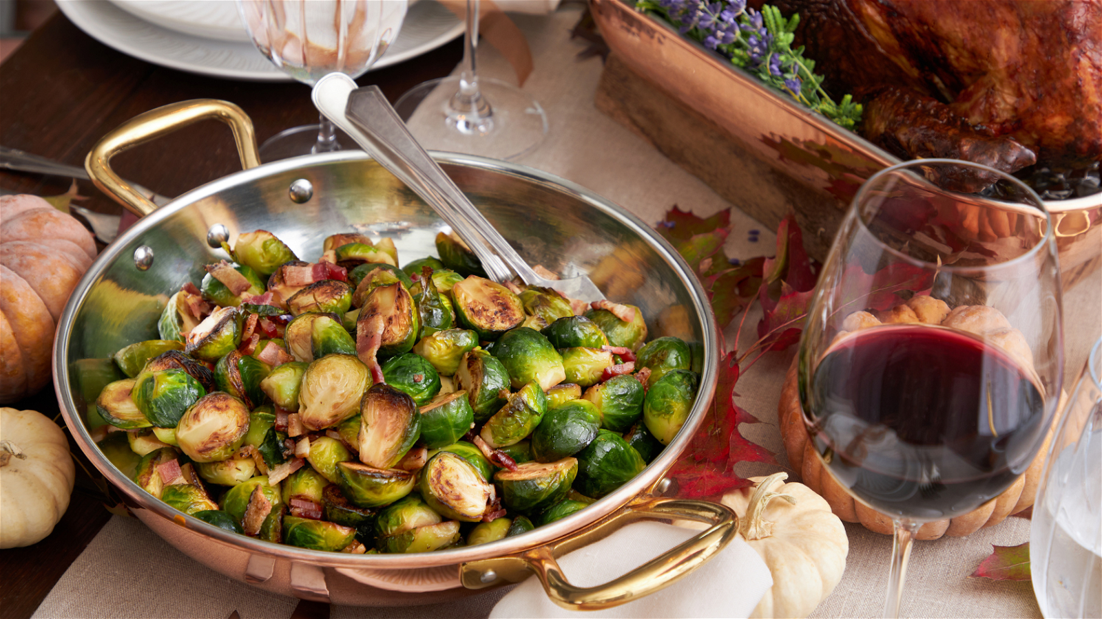 Image of Balsamic glazed brussels sprouts with bacon and Parmesan