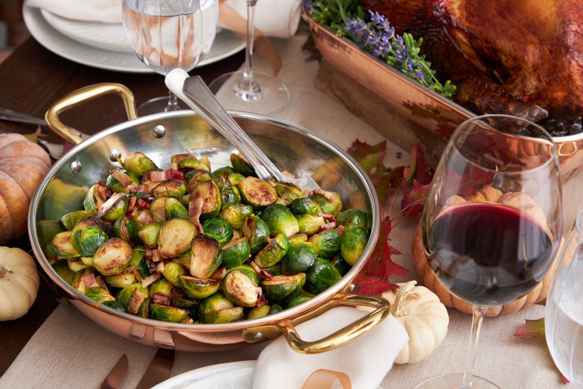 Balsamic glazed brussels sprouts with bacon and Parmesan