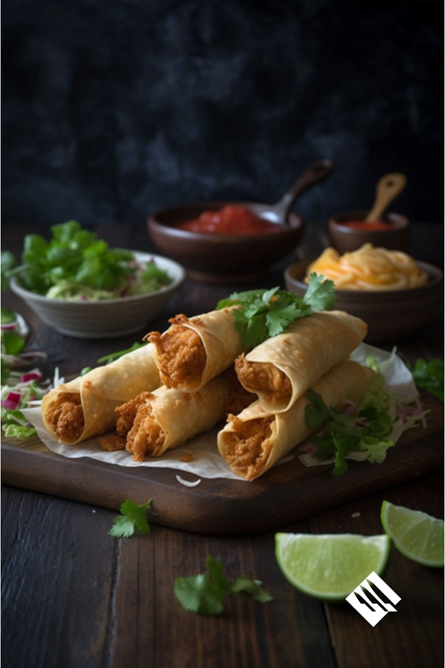 Image of Crispy Chicken Flautas with Spicy Avocado Sauce