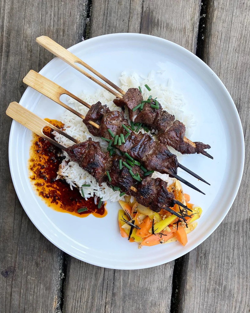 Elk Ribeye Yakitori Skewers