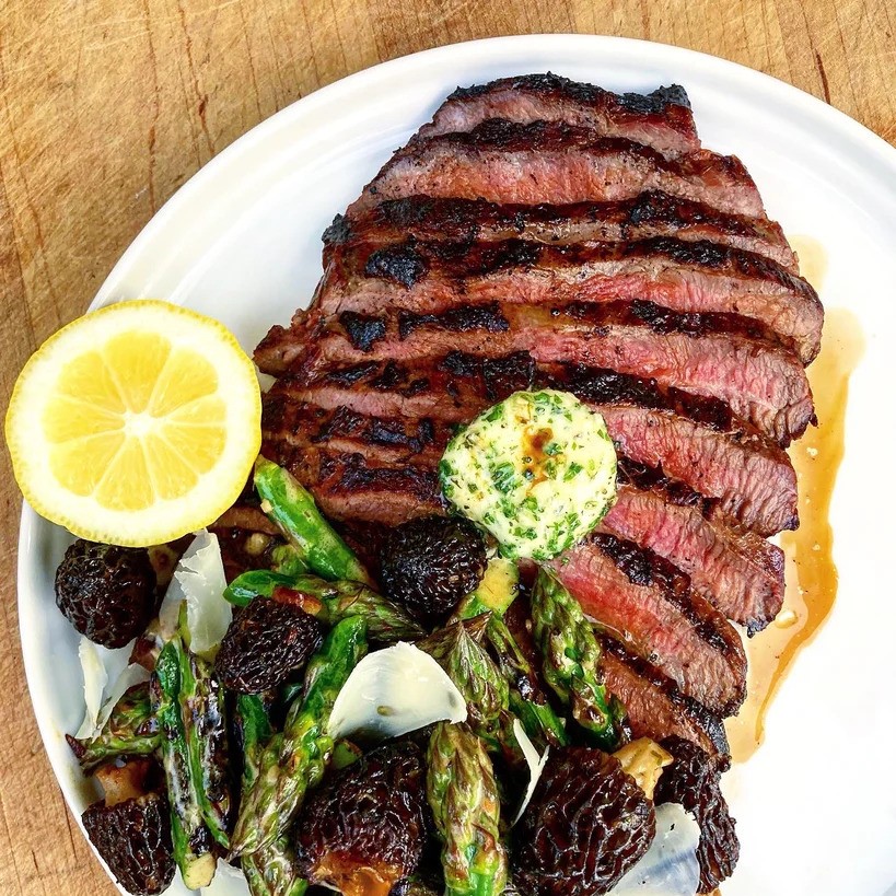 Marinated and Grilled Buffalo Flank Steak with “Caesar” Butter, Morels –  Jackson Hole Buffalo Meat