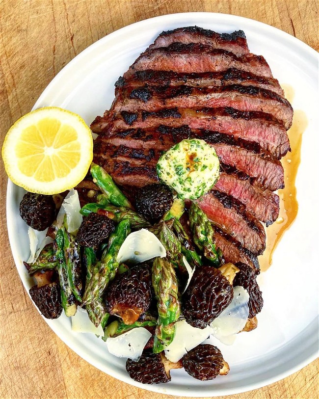 Marinated and Grilled Buffalo Flank Steak with “Caesar” Butter, Morels –  Jackson Hole Buffalo Meat