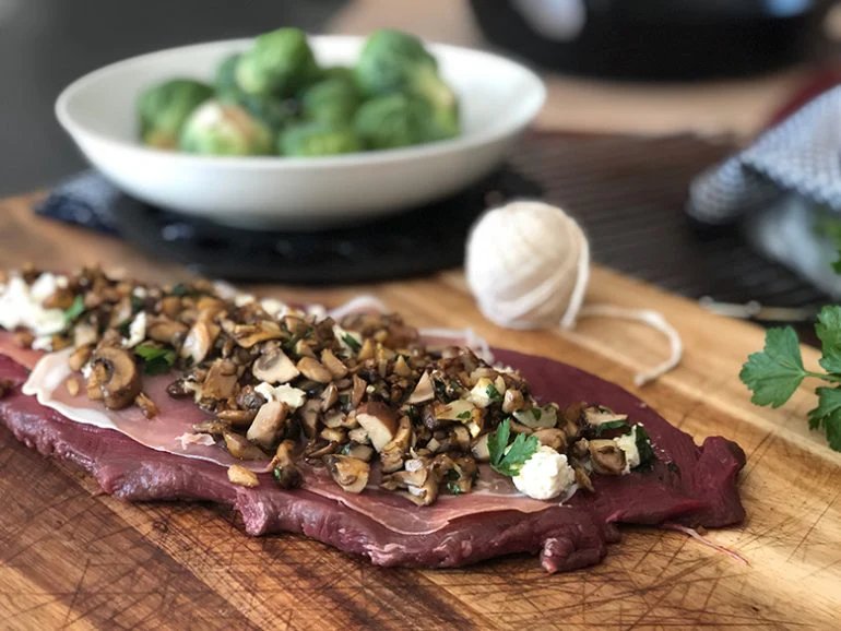 Elk Tenderloin with Prosciutto and Mushrooms