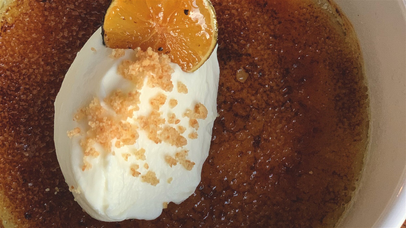 Image of Green Chile Crème Brule Persian Lime Chantilly Cream