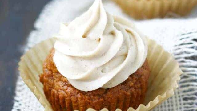 Image of Spiced Pumpkin Cupcakes with Cinnamon-Vanilla Buttercream Frosting