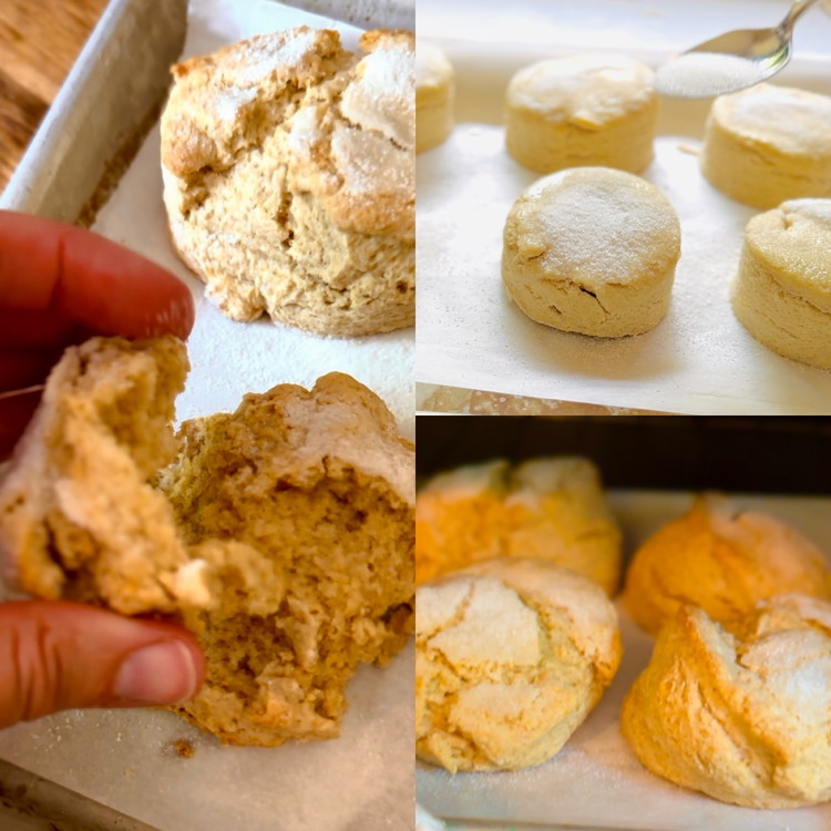 Image of Place scones on parchment lined baking sheet and bake in a preheated 375 F oven for 20-25 minutes until golden brown.