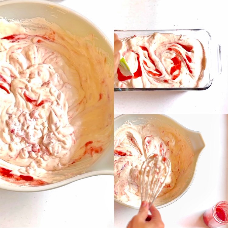 Image of Fold whipped cream gently into milk and jam mixture until...