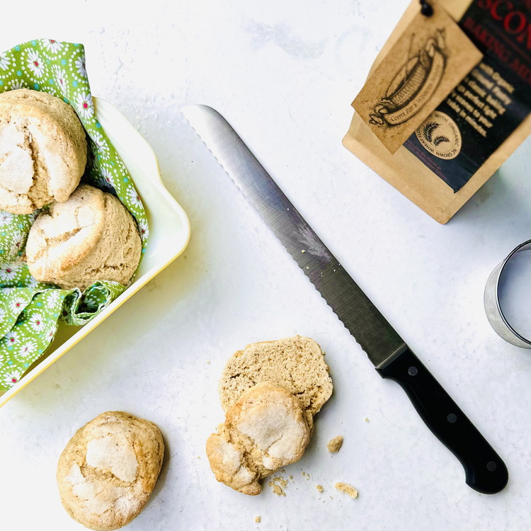 Image of Prepare a batch of Old Fashioned Scone Recipe using our baking mix, shape them into circles and cut them in half when cooled.