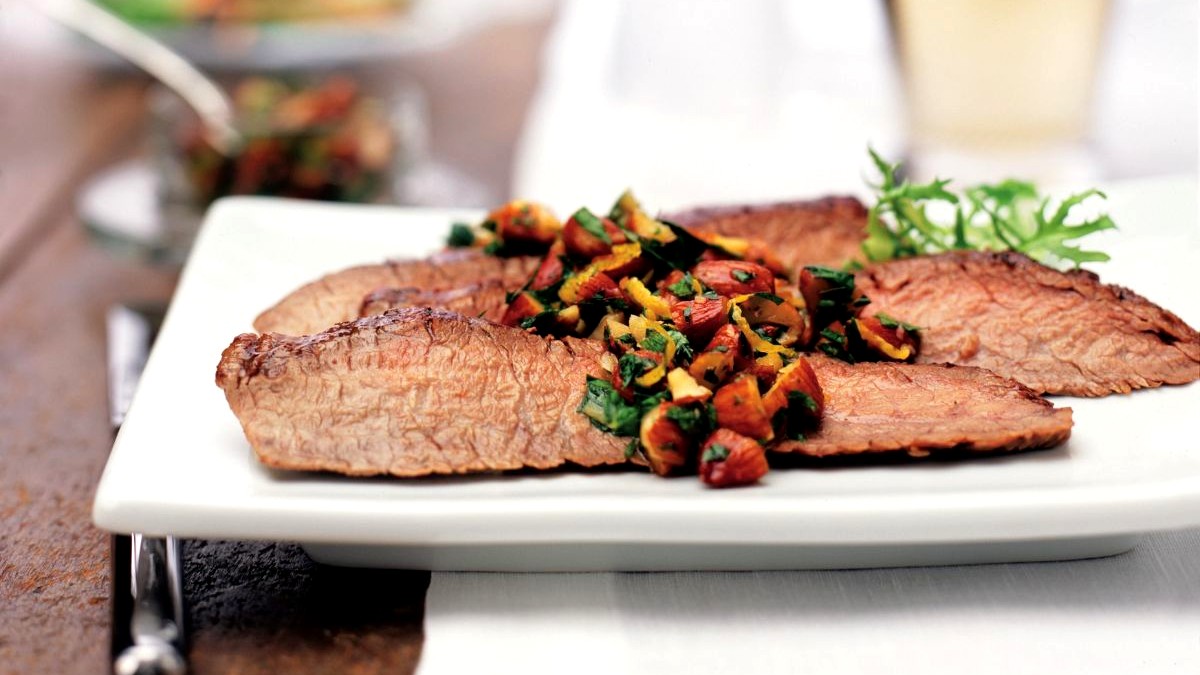 Image of Flank Steak with Almond Chimichurri