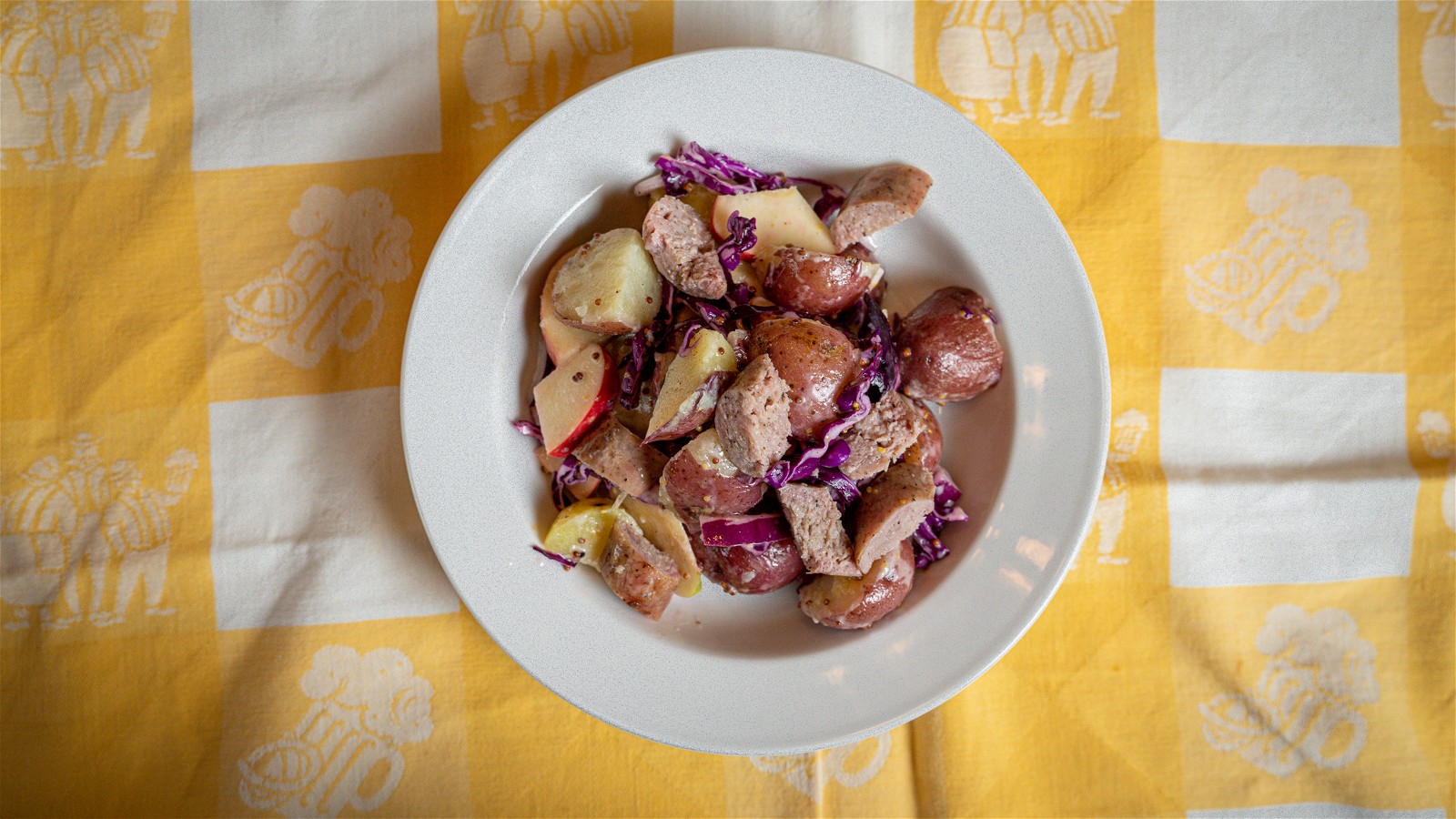 Image of Bratwurst, Potato., and Apple Salad