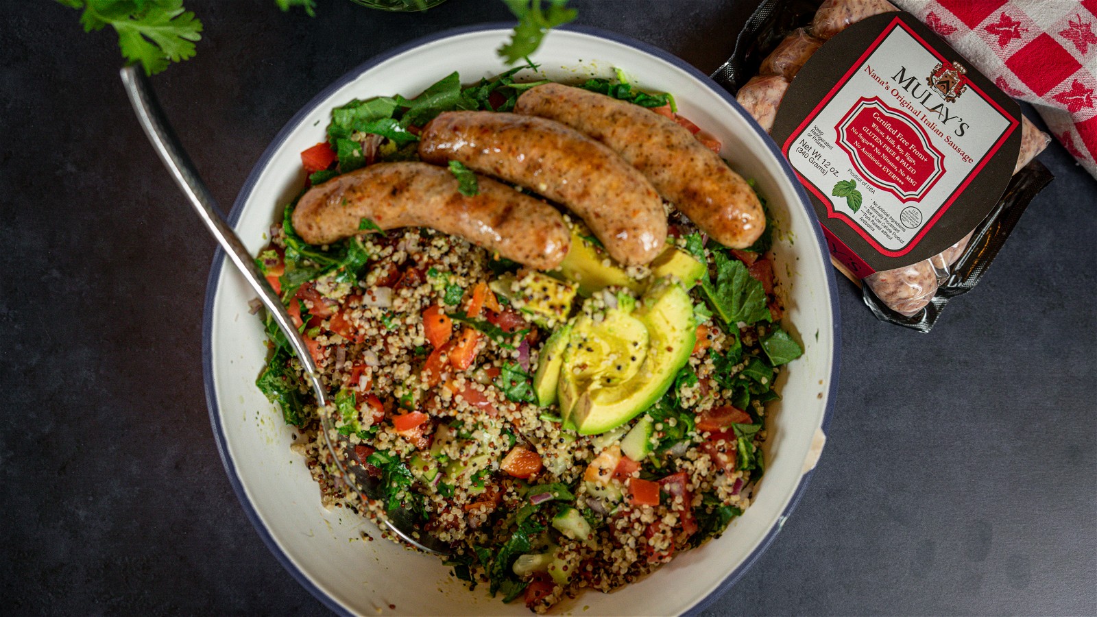 Image of Spicy Sausage, Tomato and Avocado Salad
