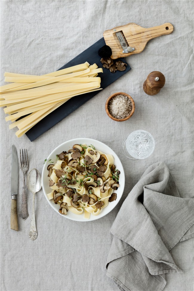 Image of Pasta with mushrooms and truffle oil