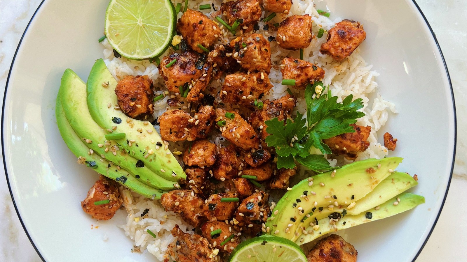 Image of Spicy Salmon Bowl with Momofuku Chili Garlic Crunch