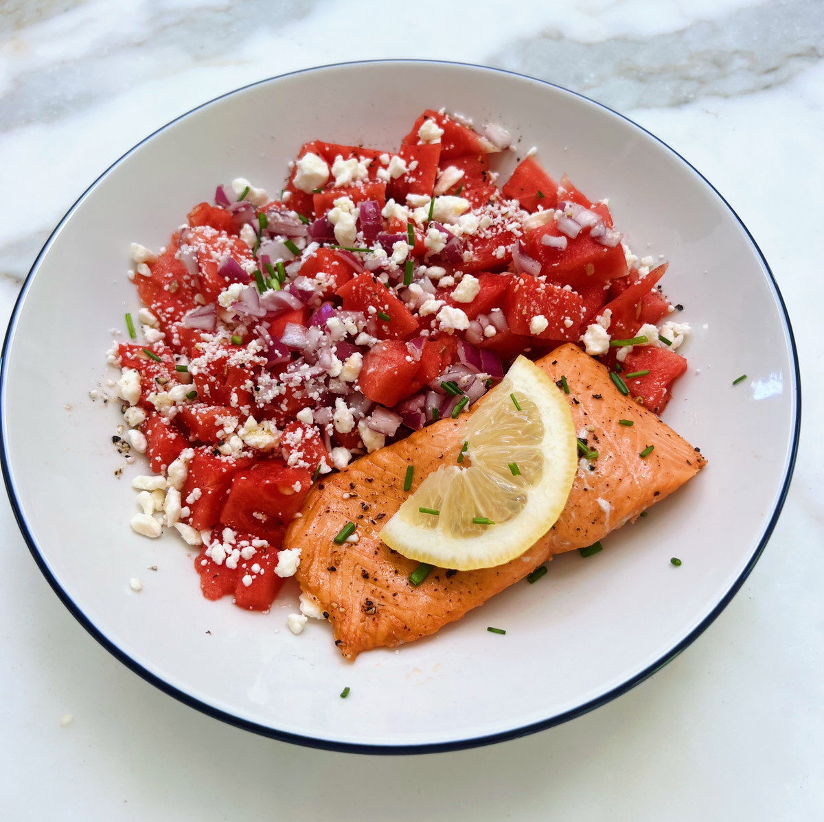 Grilled Sockeye with Watermelon Feta Salad