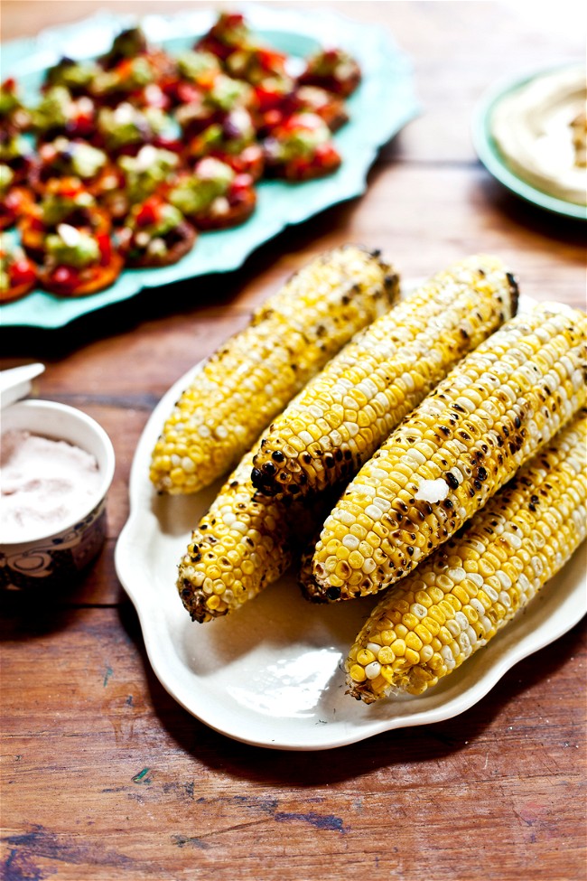 Image of Corn on the cob with coconut oil, sea salt & lime