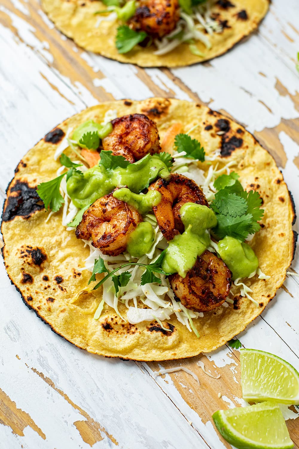 Image of Dry-Rubbed Blackened Shrimp Tacos With Avocado Salsa