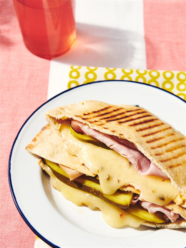 Image of Stuffed Ham, Pickle & Cheese Grilled Pitas