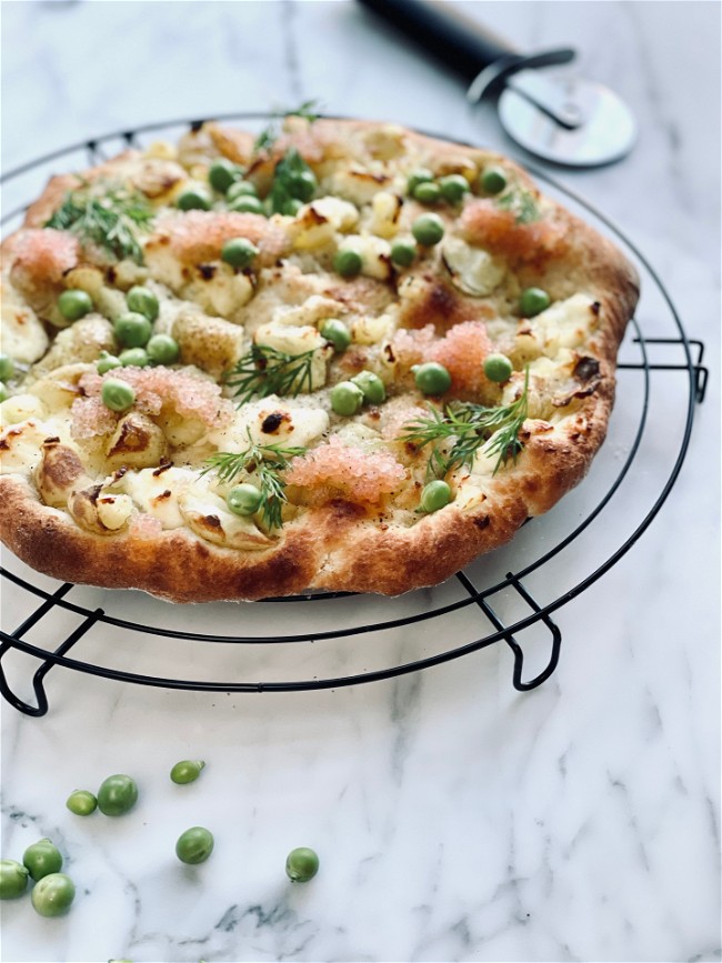 Image of Danish Style Potato, Roe, and Peas Pizza