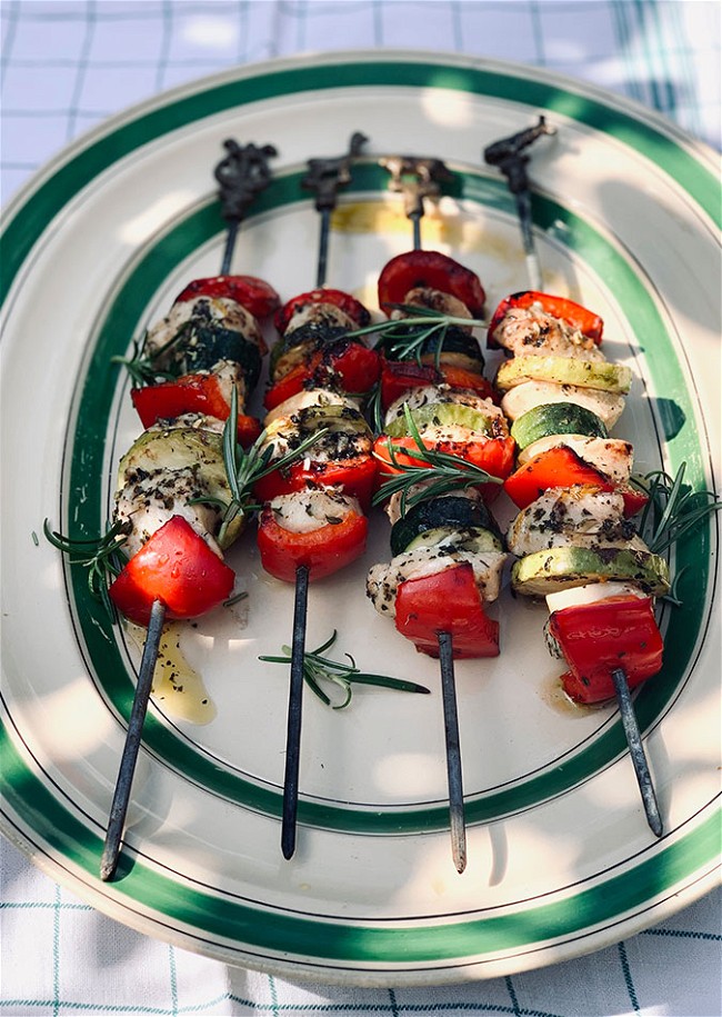 Image of Mediterranean Grilled Chicken and Vegetable Skewers