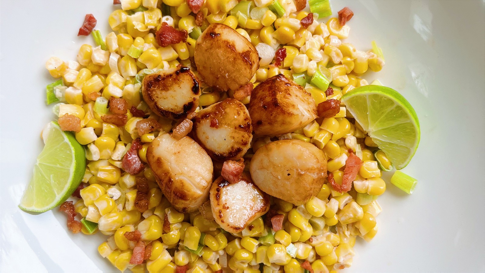Image of Seared Scallops with Creamy Corn and Pancetta