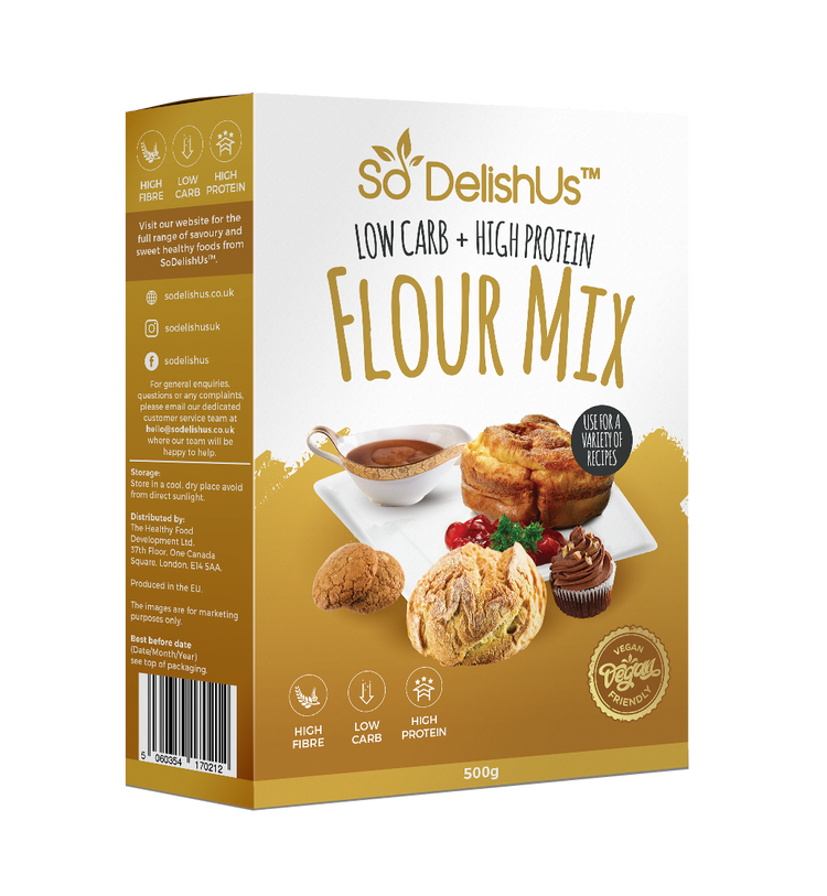 Image of In a medium bowl, add the SoDelishUs®  Flour Mix, SoDelishUs® Table-top Sweetener, baking powder, and salt, and stir to combine.