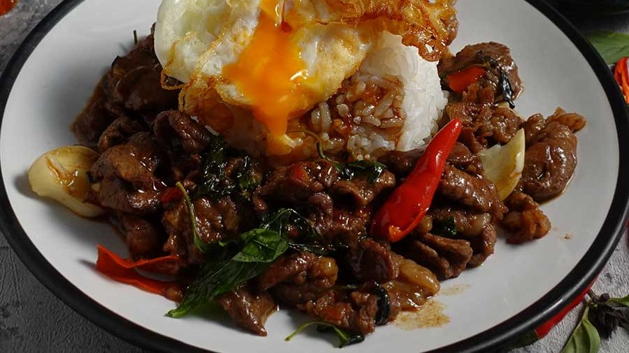 Pad Kaprow or Stir fried beef with Thai Basil