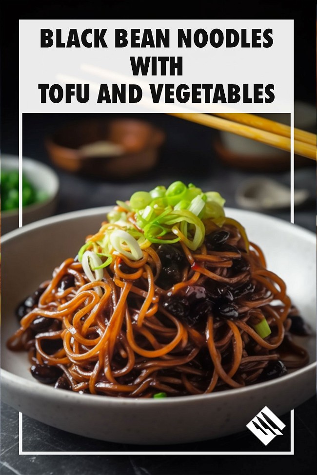 Image of Black Bean Noodles with Tofu and Vegetables