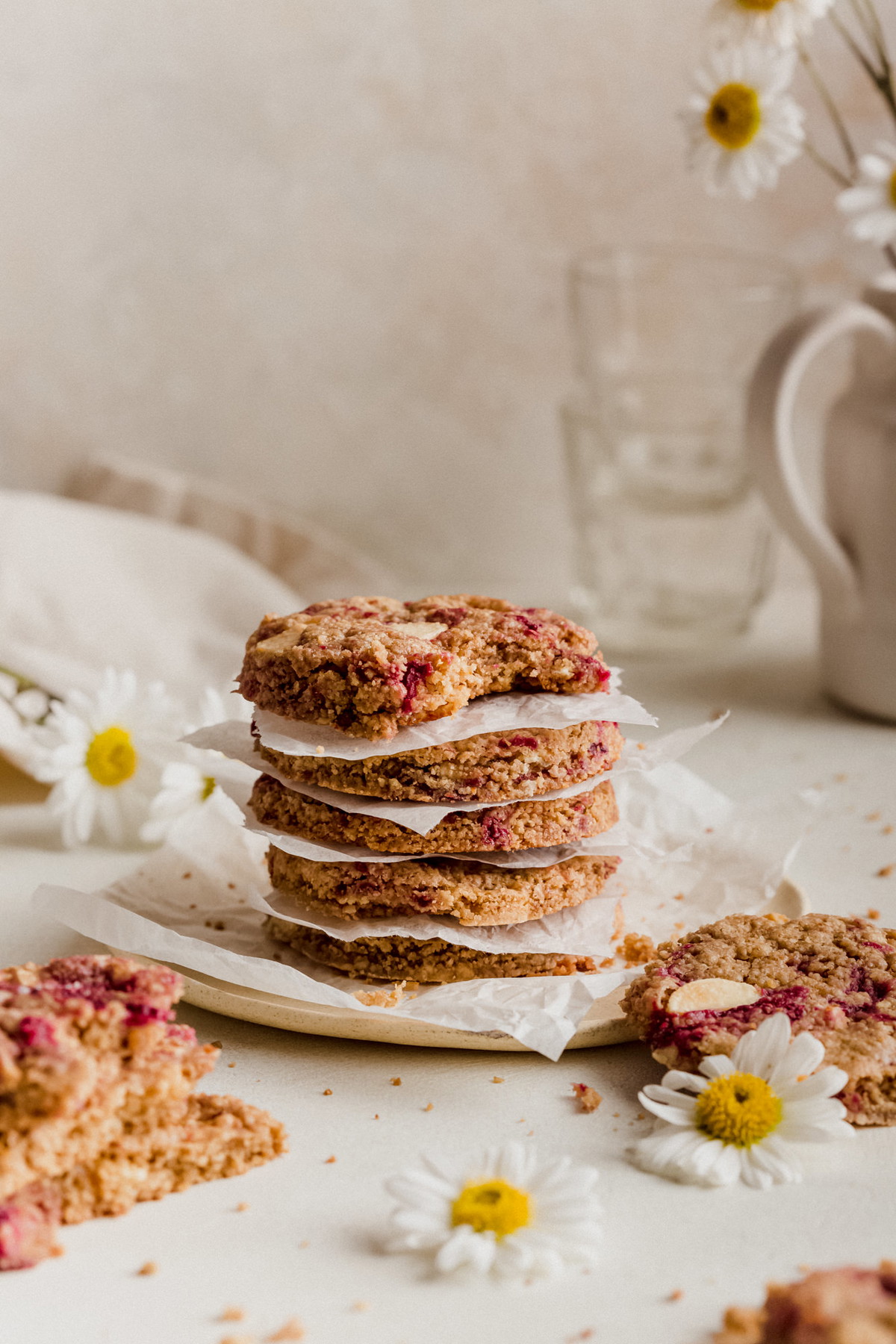 Galletas de avena, frambuesa y chocolate blanco