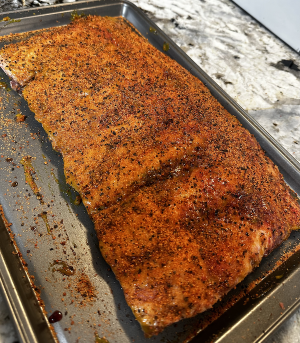 Image of Next, slather the ribs with a coating of tangy yellow...