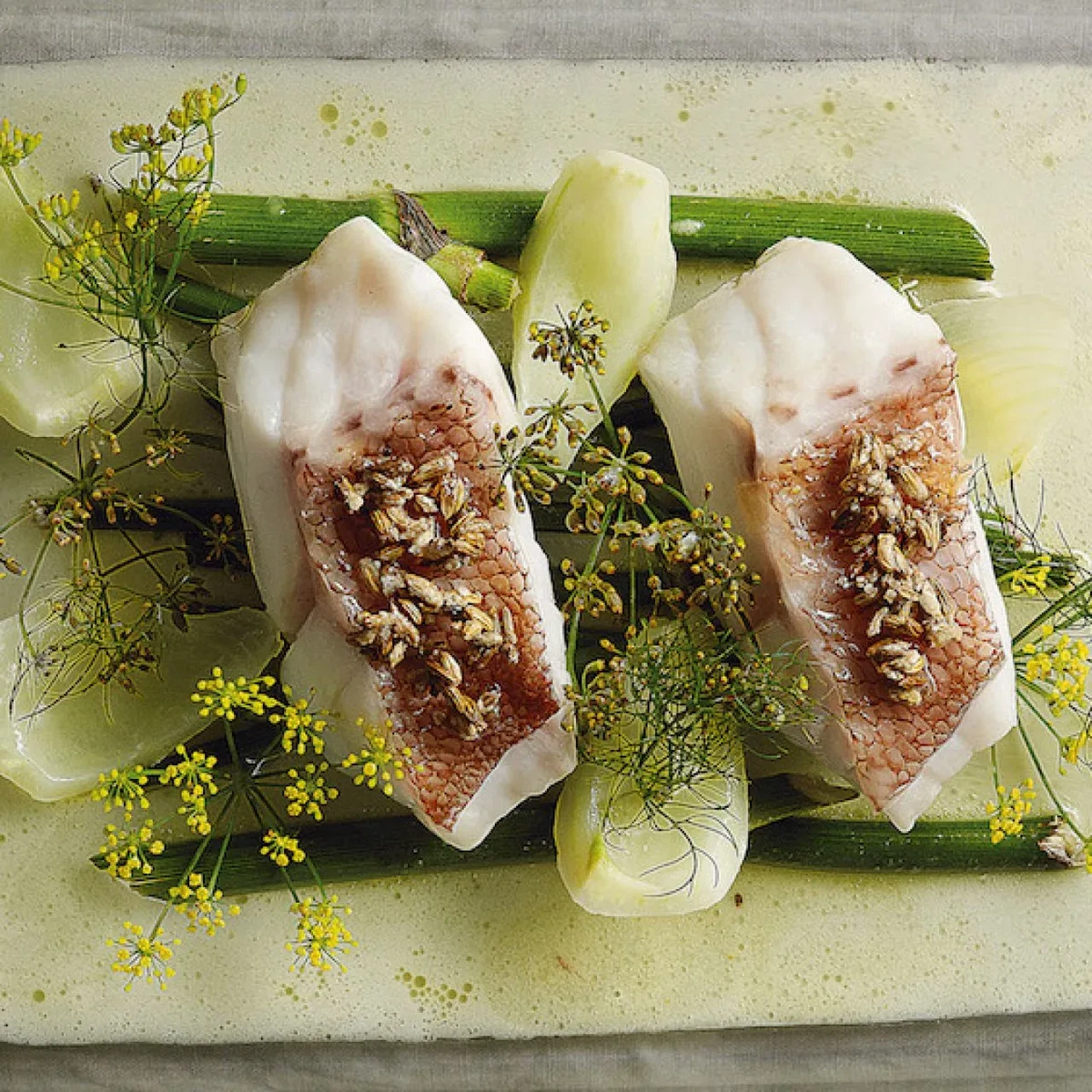 Gedämpfter Rotbarsch mit Fenchel