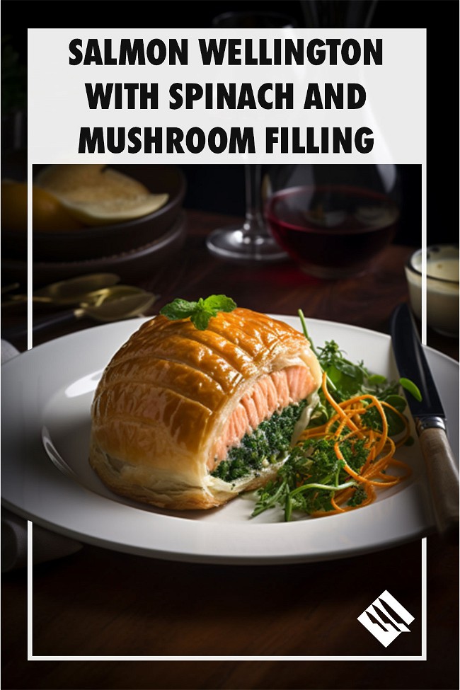 Image of Gourmet Salmon Wellington with Creamy Spinach and Mushroom Filling