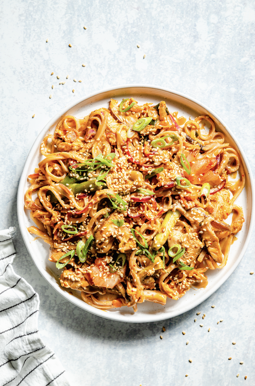Image of Kimchi and Creamy Sesame Rice Noodle Stir Fry