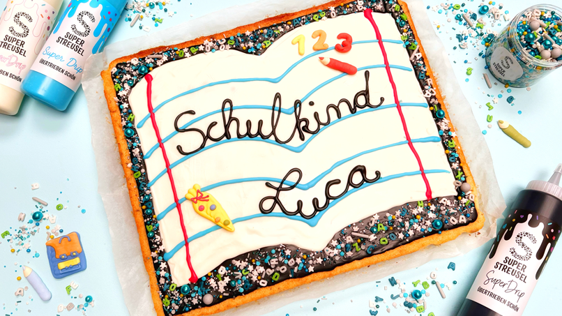 Image of Blechkuchen Schulheft zur Einschulung