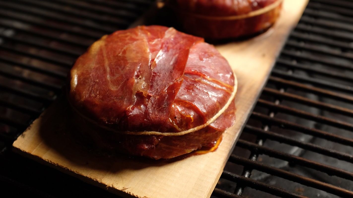 Image of Prosciutto Wrapped Smoked Brie with Dr. Pepper Cranberries